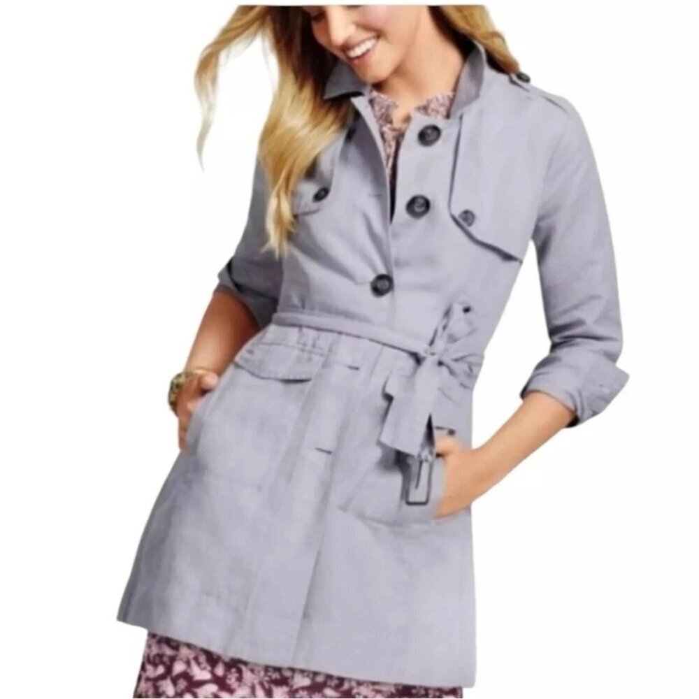 CAbi Tanner Trench Coat Jacket Womens Size M Classic Minimalist Parisian Preppy